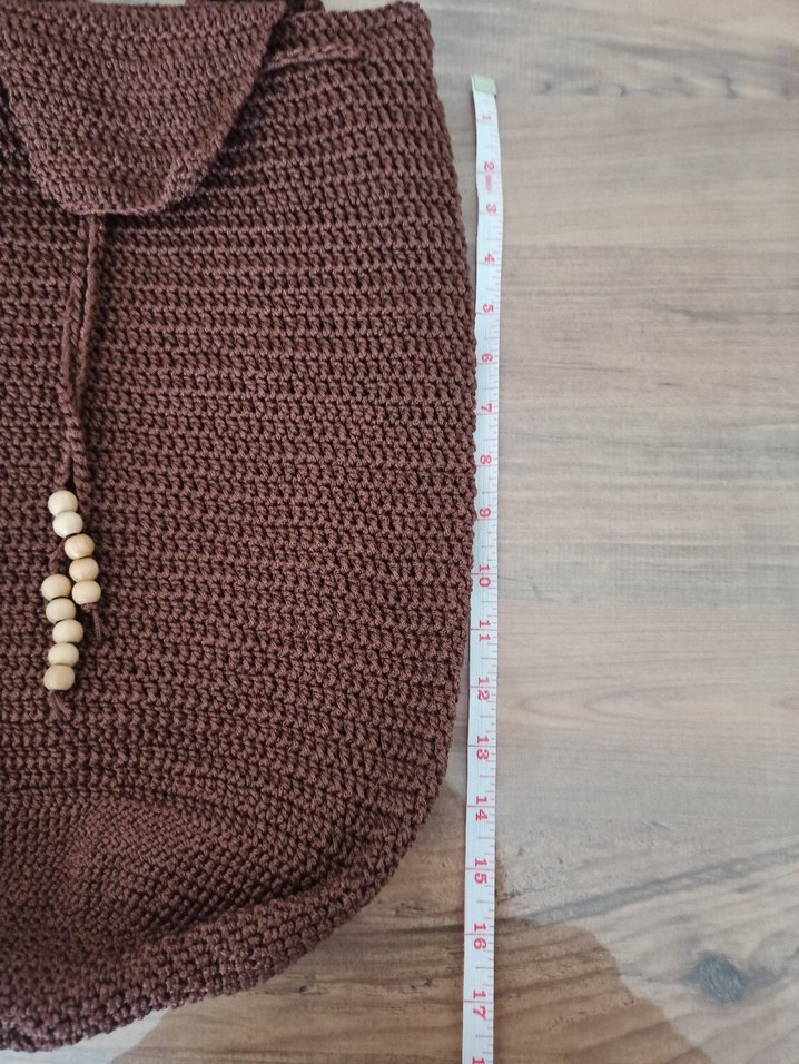 Örgü Bohem Sırt Çantası Kahverengi - Görsel 4