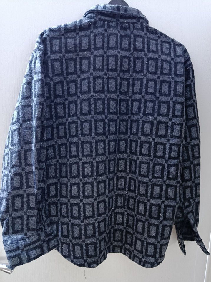 Cafes Marka Gri Desenli Uzun Kollu Denim Erkek Gömlek - Görsel 3