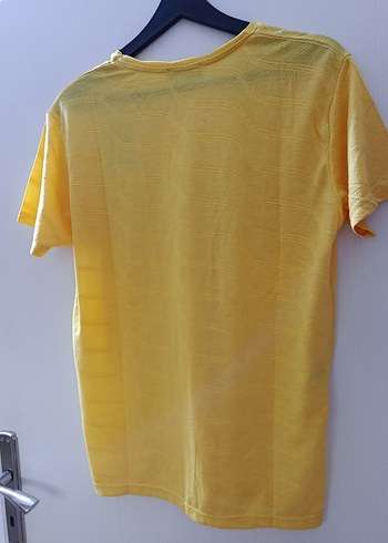 Erkek Sarı Kısa Kollu Bisiklet Yaka Tişört - Görsel 2