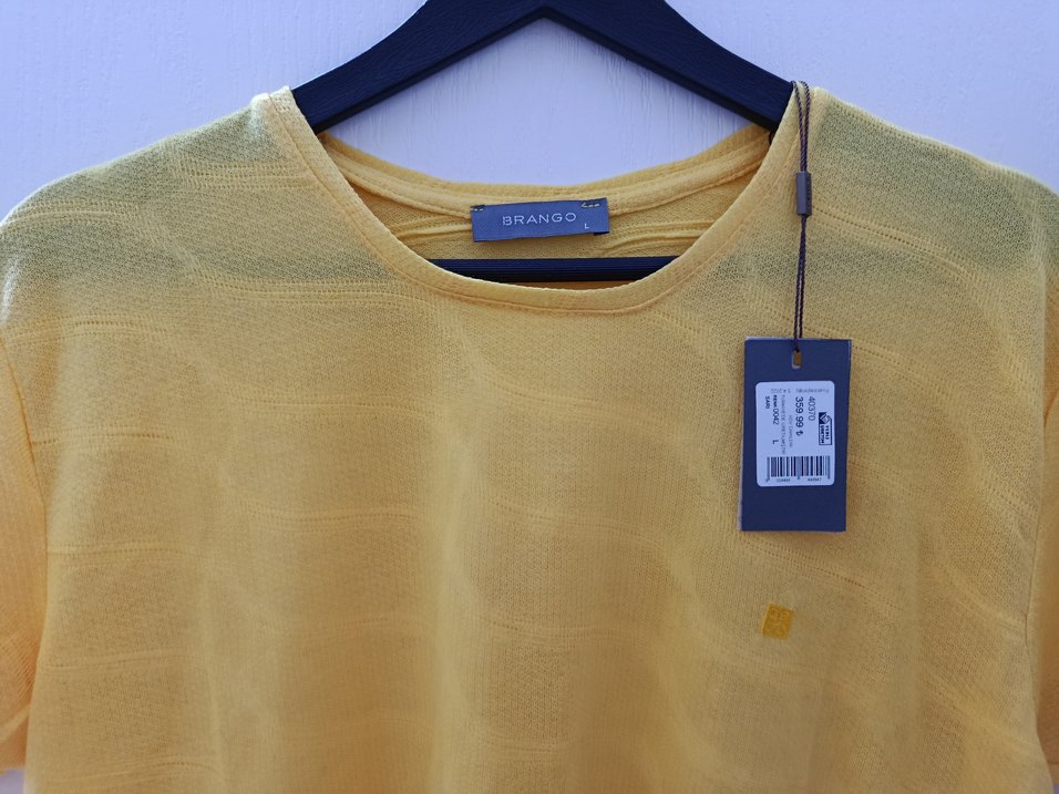 Erkek Sarı Kısa Kollu Bisiklet Yaka Tişört - Görsel 3