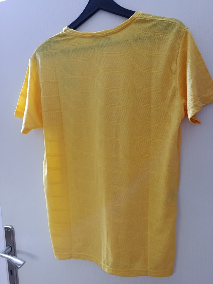 Erkek Sarı Kısa Kollu Bisiklet Yaka Tişört - Görsel 2