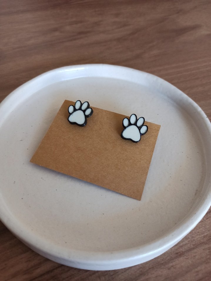 Bej Pati Desenli Küpe - Görsel 2