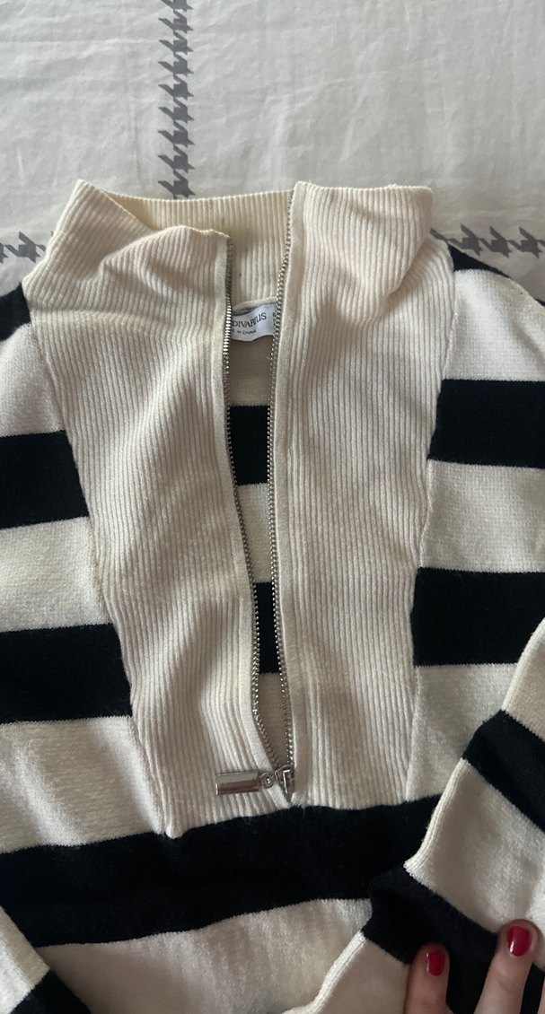 Kadın Çizgili Pamuklu Uzun Kollu Triko - Görsel 4