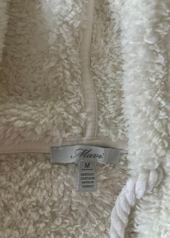 Beyaz Kapüşonlu Peluş Kadın Ceket - Görsel 2