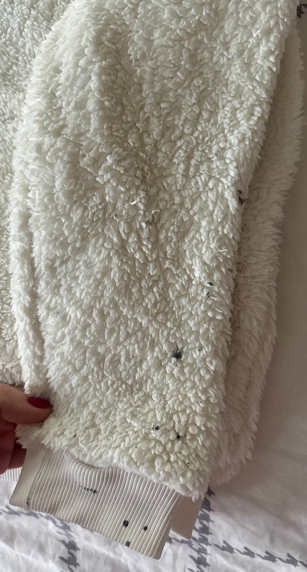 Beyaz Kapüşonlu Peluş Kadın Ceket - Görsel 3