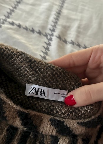 Kahverengi Zebra Desenli Balıkçı Yaka Kadın Kazak - Görsel 3