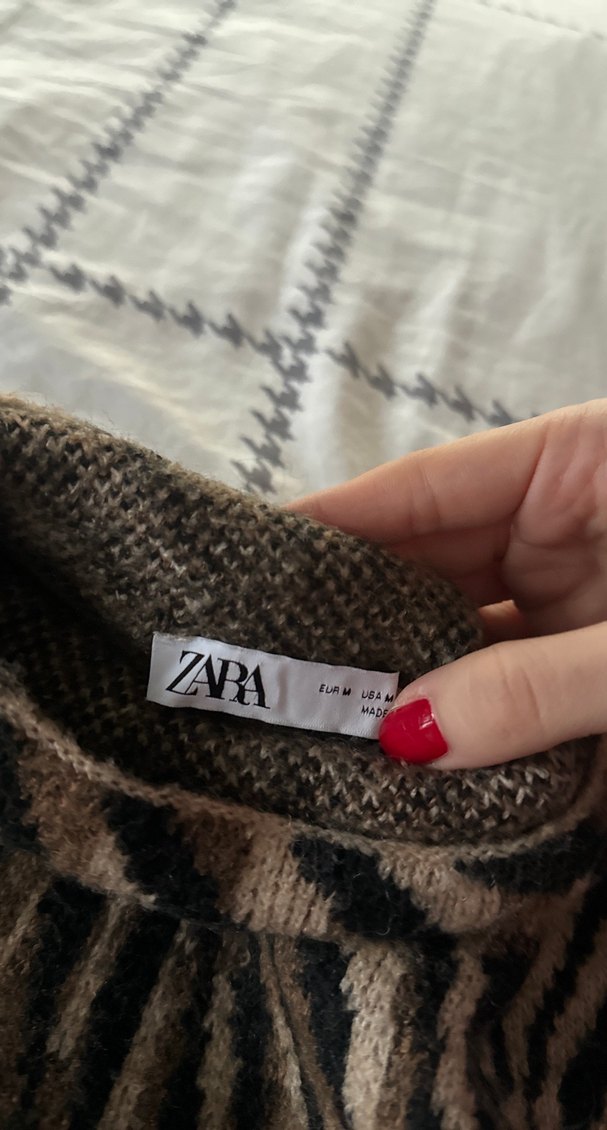 Kahverengi Zebra Desenli Balıkçı Yaka Kadın Kazak - Görsel 3