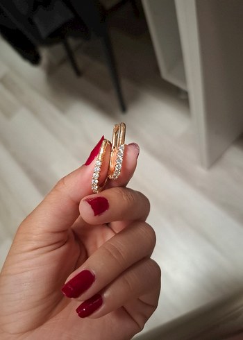 rose gold Mini Sıralı Taşlı Küpe