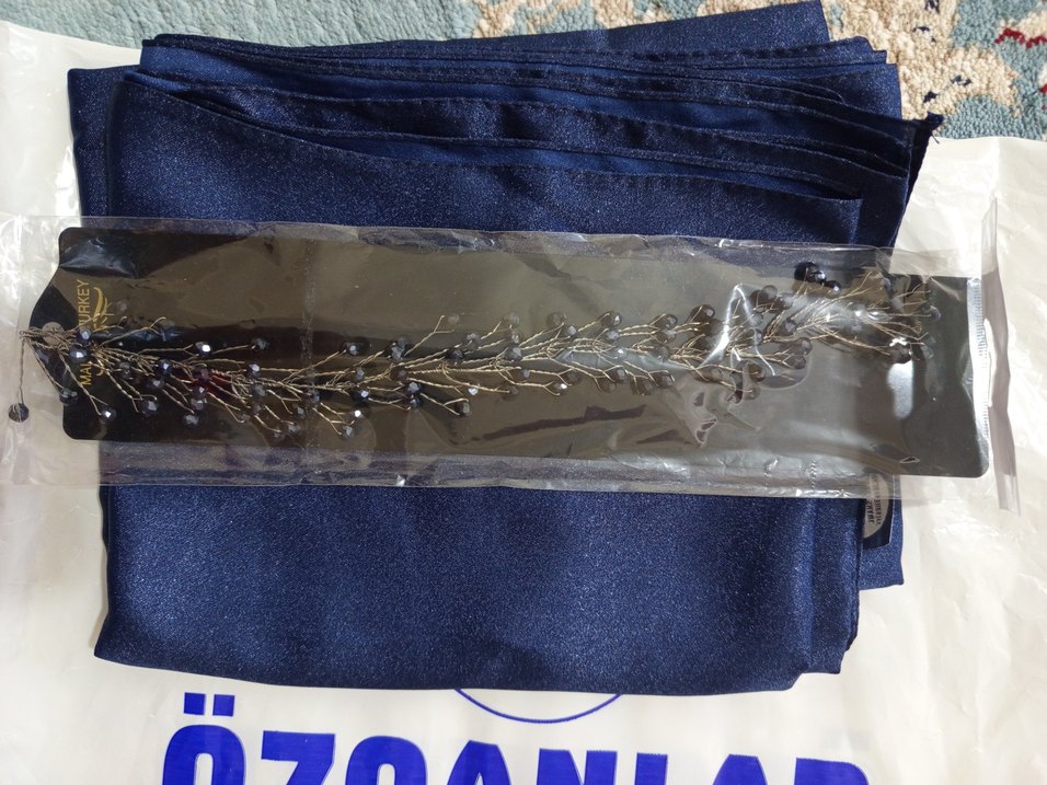 Mavi İşlemeli Payetli Uzun Abiye Elbise - Görsel 4