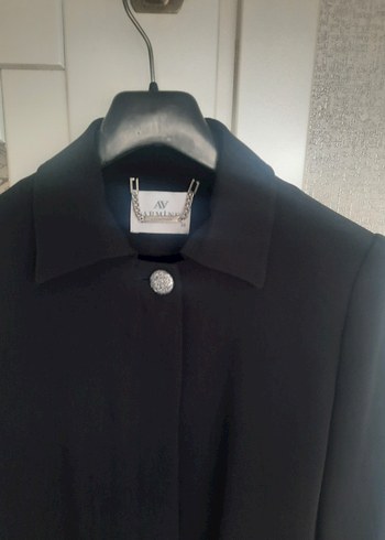 Düğmeli Siyah Kadın Uzun kap - Görsel 3