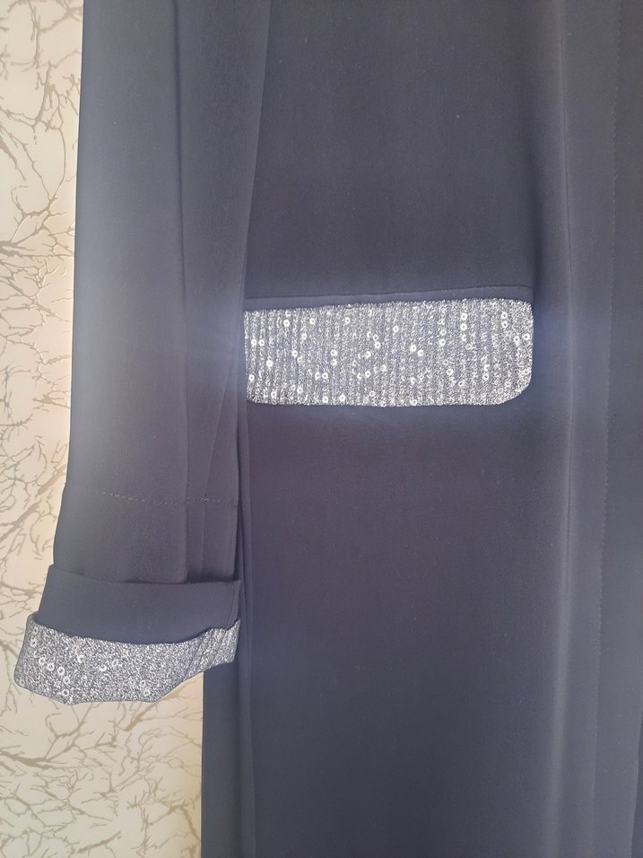 Düğmeli Siyah Kadın Uzun kap - Görsel 2