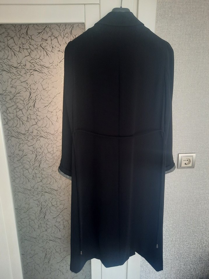 Düğmeli Siyah Kadın Uzun kap - Görsel 4