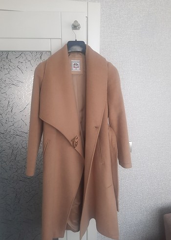 Kemerli Bej Kadın Uzun Kaban - Görsel 2