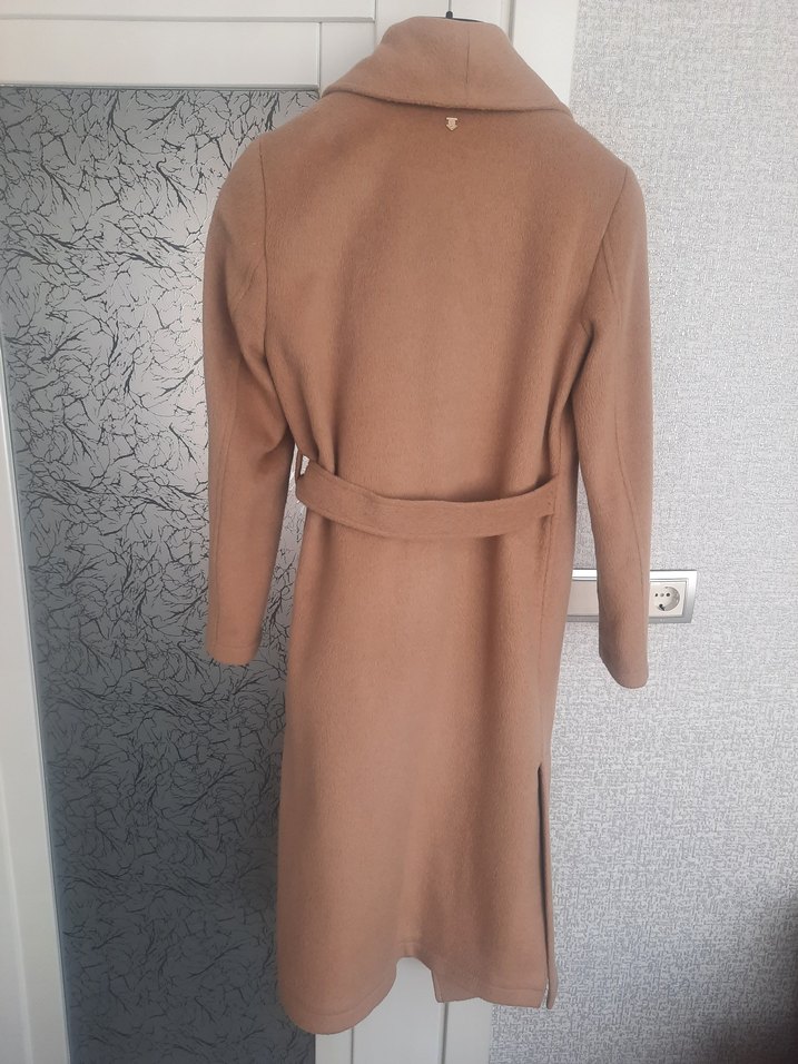 Kemerli Bej Kadın Uzun Kaban - Görsel 4