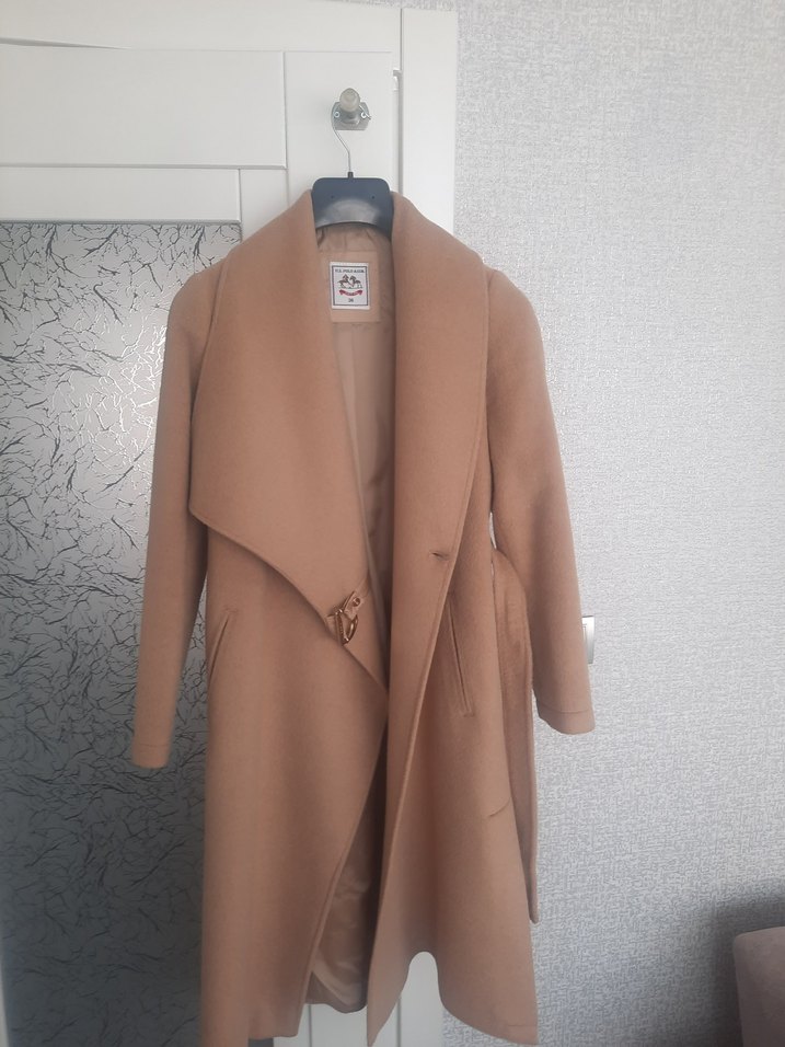 Kemerli Bej Kadın Uzun Kaban - Görsel 2