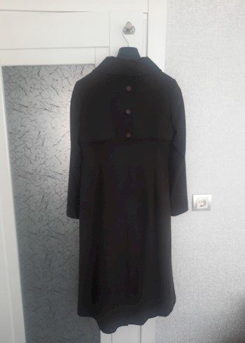 kahverengi Uzun Kadın Kaban, Düğmeli, Notch Yaka - Görsel 2