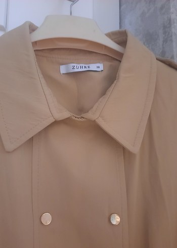 Bej Uzun Kadın Trençkot - Görsel 5