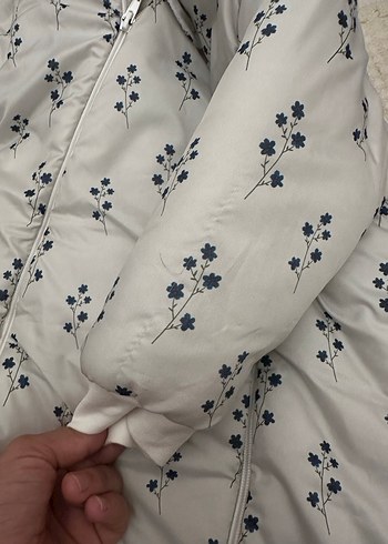 Civil Beyaz mavi çiçekli Bebek mont tulum - Görsel 6