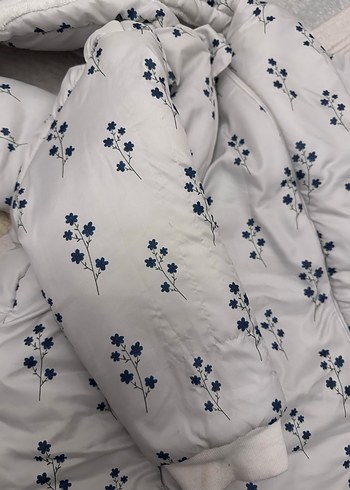 Civil Beyaz mavi çiçekli Bebek mont tulum - Görsel 10
