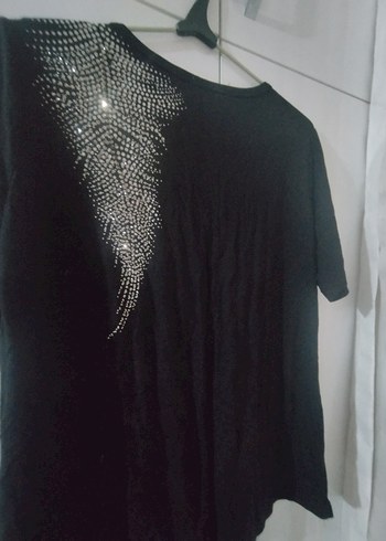 Siyah V Yaka Dökümlü Keten Bluz - Görsel 4