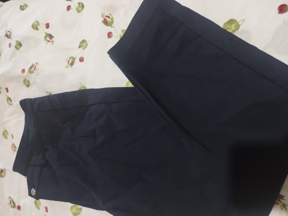 Lacivert Kadın Pilili Kumaş Pantolon - Görsel 2