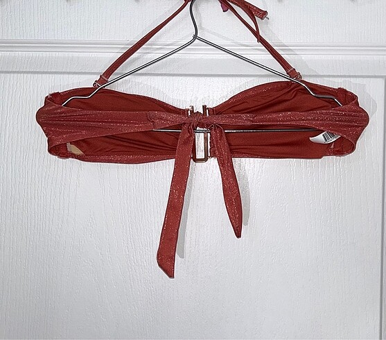 36 Beden bordo Renk PENTİ Bakır Renk Straplez Bikini Üstü
