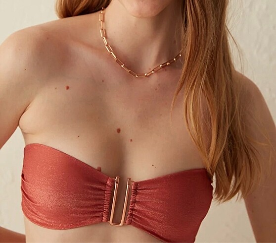 PENTİ Bakır Renk Straplez Bikini Üstü