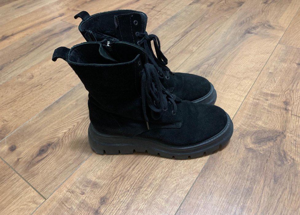 Siyah Süet Blok Topuklu Goth Botlar - Görsel 2