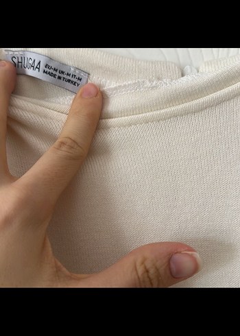 Uzun Kollu Drapeli Beyaz Keten Elbise - Görsel 3