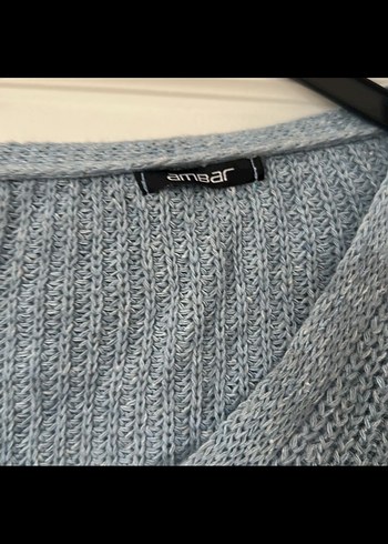 Gri V Yaka Örgü Salaş Hırka - Görsel 4