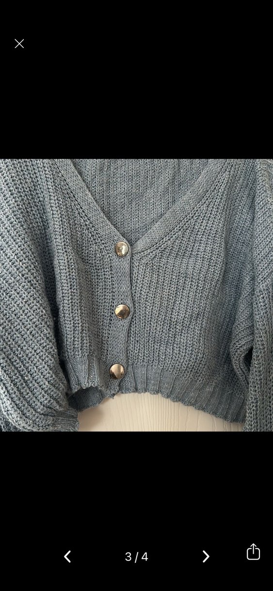 Gri V Yaka Örgü Salaş Hırka - Görsel 3