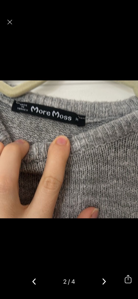 Gri Kadın Triko Uzun Kollu Kazak - Görsel 2