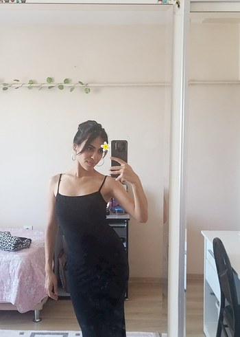 Siyah Straplez Kadın Midi Elbise