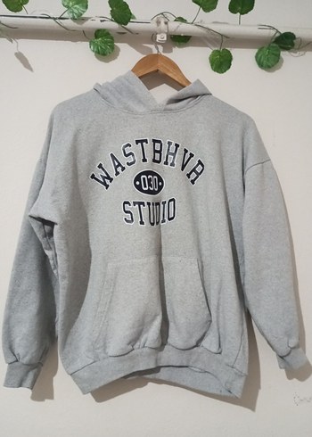 Gri Kapüşonlu Oversize Sweatshirt