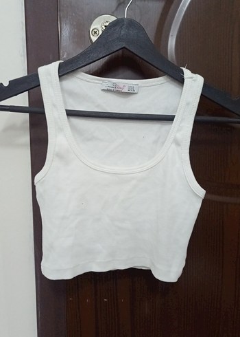 Beyaz Kolsuz Crop Top Kadın