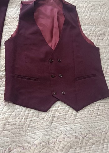 50 Beden Bordo Kemerli Klasik Takımı bacak uzunluk 100 cm beli 43 cm