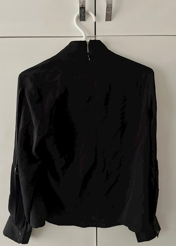 Siyah Kadın Düğmeli Uzun Kollu Bluz - Görsel 2