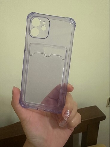 Lila şeffaf iPhone 12 telefon kılıfı