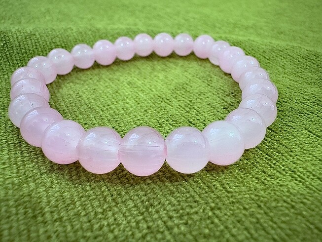 Soft toz pembe esnek boncuk bileklik