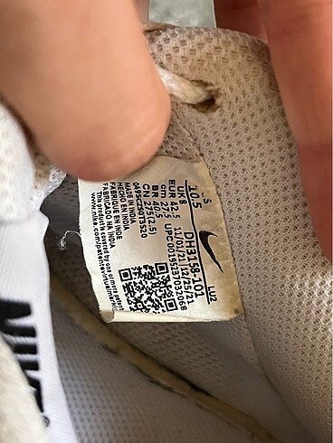42.5 Beden beyaz Renk nike spor ayakkabı