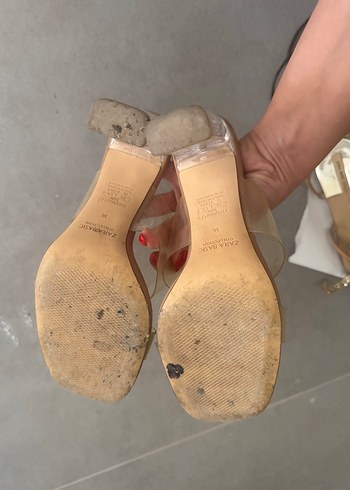 36 Beden Zara Şeffaf Bantlı Bej Kadın Terlik