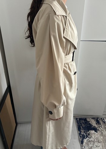 Diğer Bej Kuşaklı Uzun Kadın Trençkot