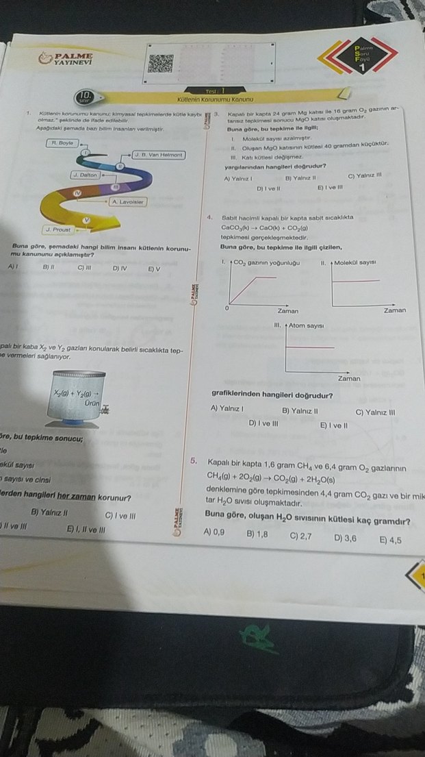 Palme PSF Kimya Soru Folyosu 10. Sınıf - Görsel 3