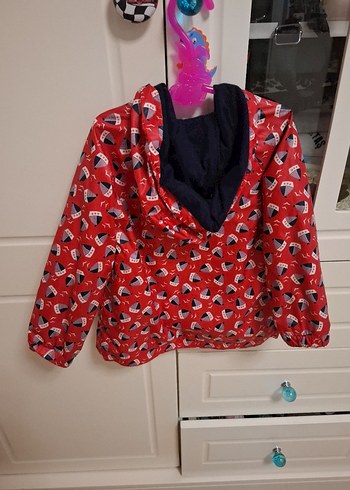 Kız Çocuk Kapüşonlu Fermuarlı Yağmurluk - Görsel 2