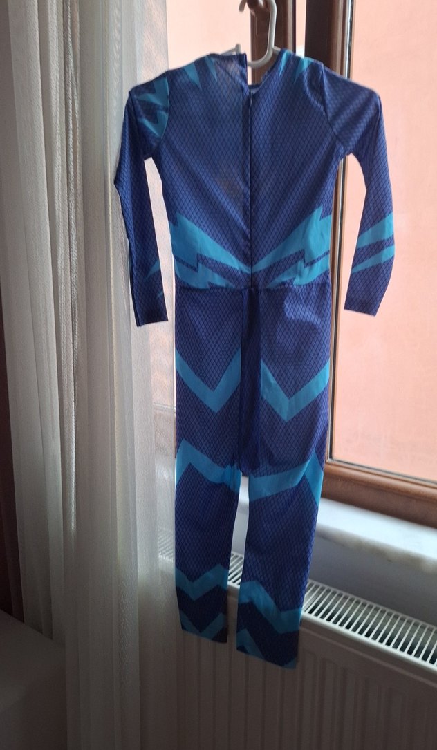 pijamaskeliler Mavi Baskılı Çocuk Tulum - Uzun Kollu, Fermuarlı - Görsel 3