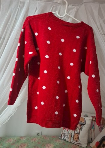 Kırmızı Nakışlı Uzun Kollu cocuk Triko Kazak - Görsel 3