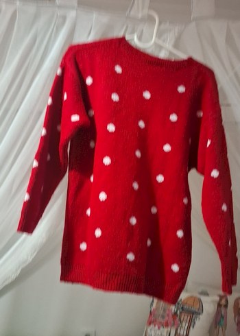 Kırmızı Nakışlı Uzun Kollu cocuk Triko Kazak - Görsel 4