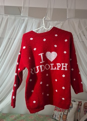 Kırmızı Nakışlı Uzun Kollu cocuk Triko Kazak - Görsel 2