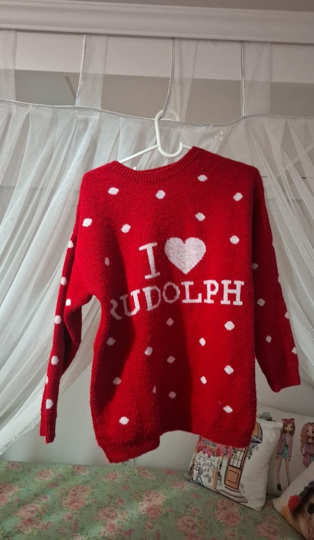 Kırmızı Nakışlı Uzun Kollu cocuk Triko Kazak - Görsel 2