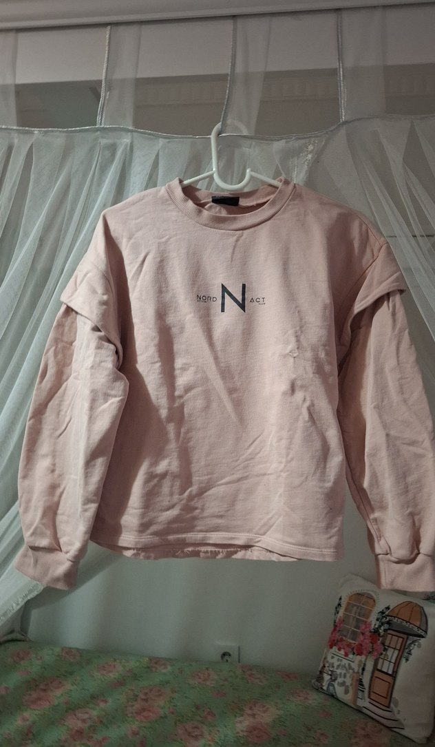 Pembe Pamuklu Uzun Kollu cocuk Sweatshirt - Görsel 3